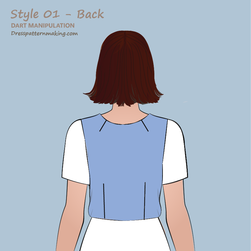 Bodice Back Style 01- darts in waist and neckline