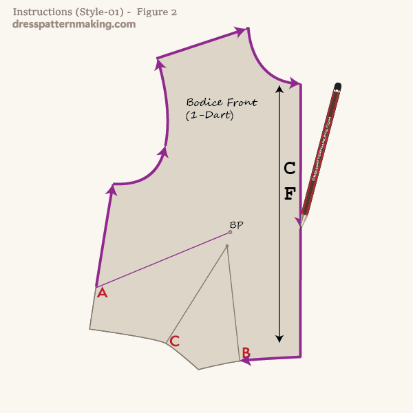 trace the block from the new darrt line to the first waist dart leg