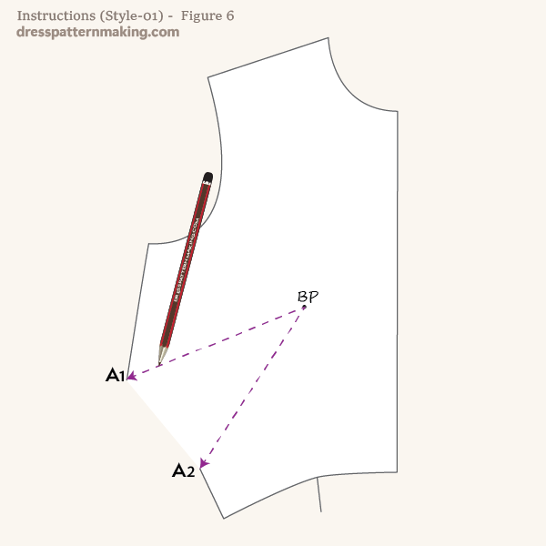 Remove the block and draw the new darts lines on the pattern