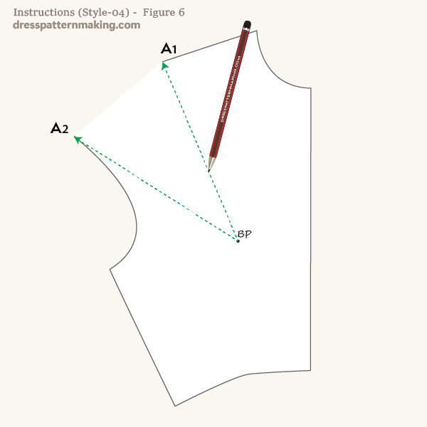 Draw in the new dart legs on the pattern