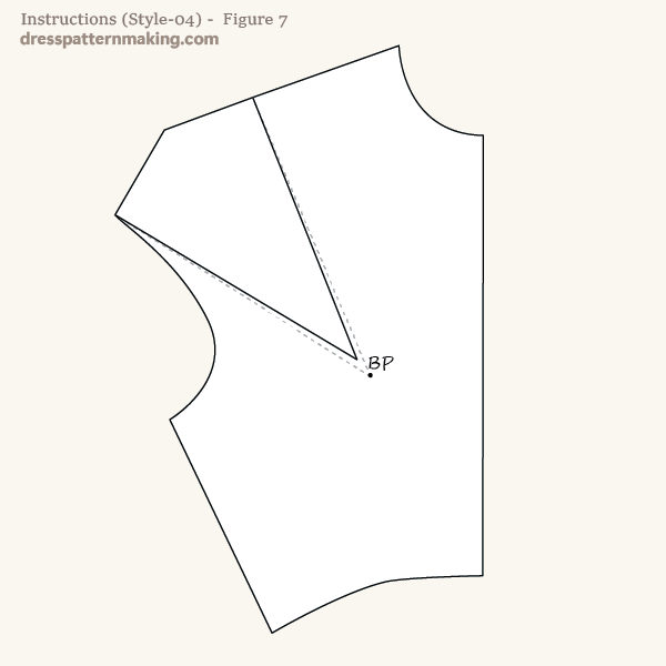 Finished flat pattern with dart at the shoulder tip