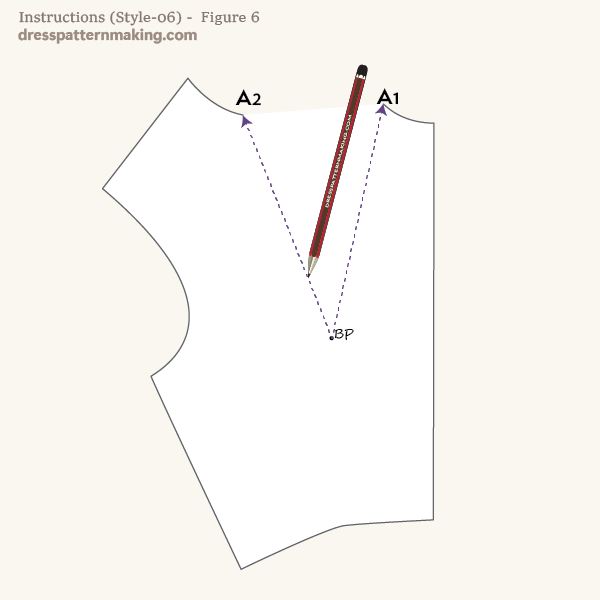 Draw in the new dart legs on the pattern