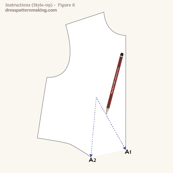 Draw the dart legs in the new pattern