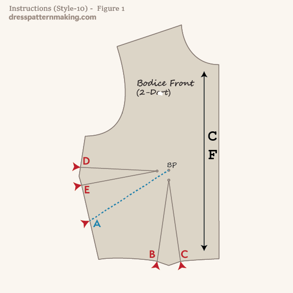 Draw new dart line from point D to point A