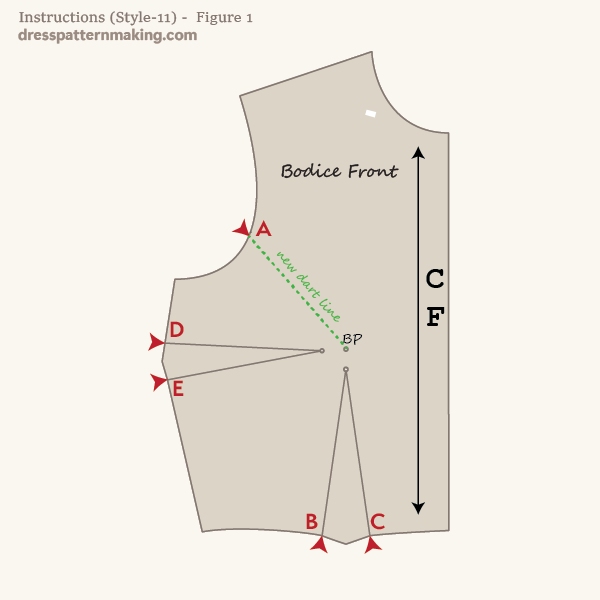 Draw new dart line from point D to point A