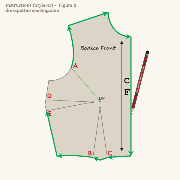 Trace block from point D to point A