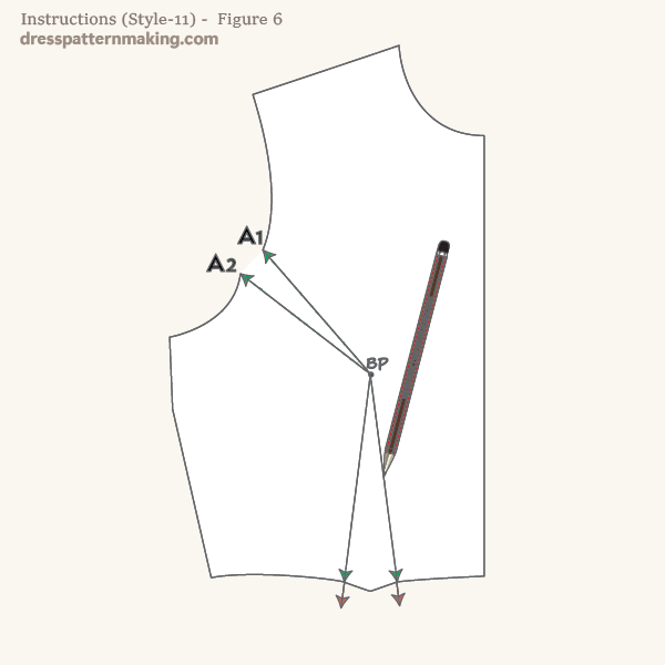 Draw in the new dart legs on the pattern