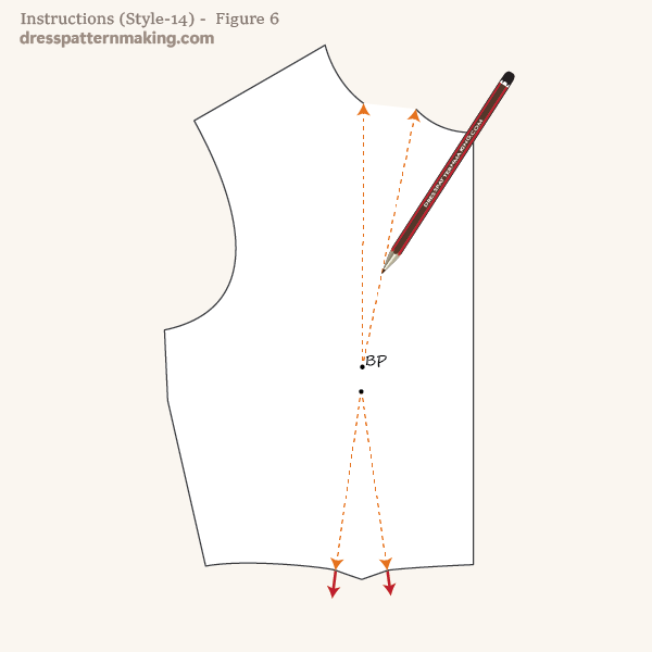 Draw the dart legs in the new pattern