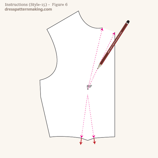 Draw the dart legs in the new pattern