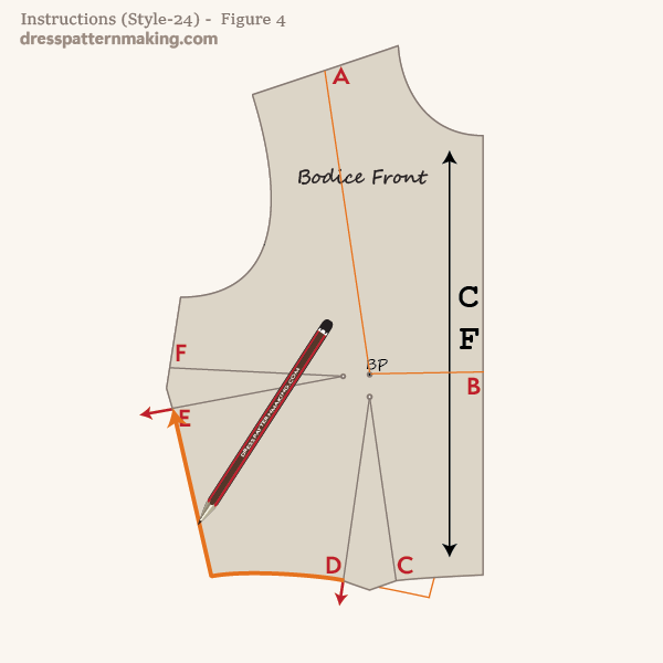 Trace block from point D to point E