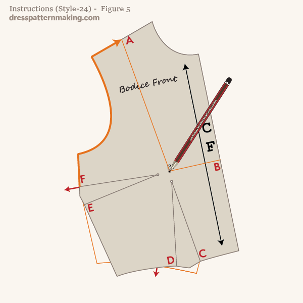 Rotate block to close the side seam dart and trace