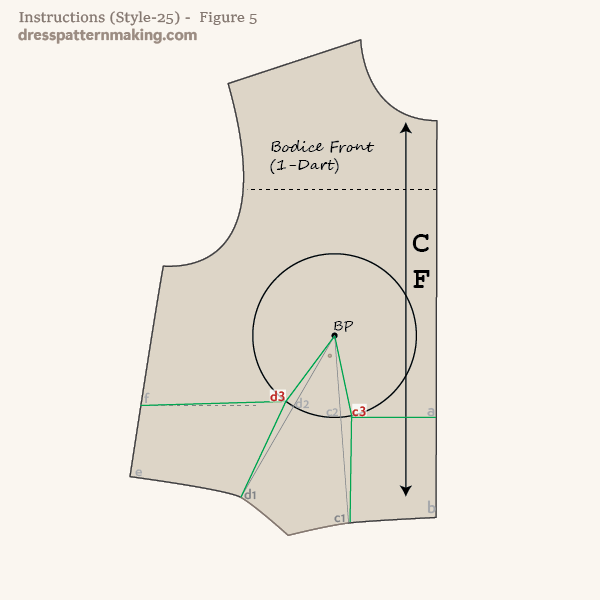 Amended waist dart lines