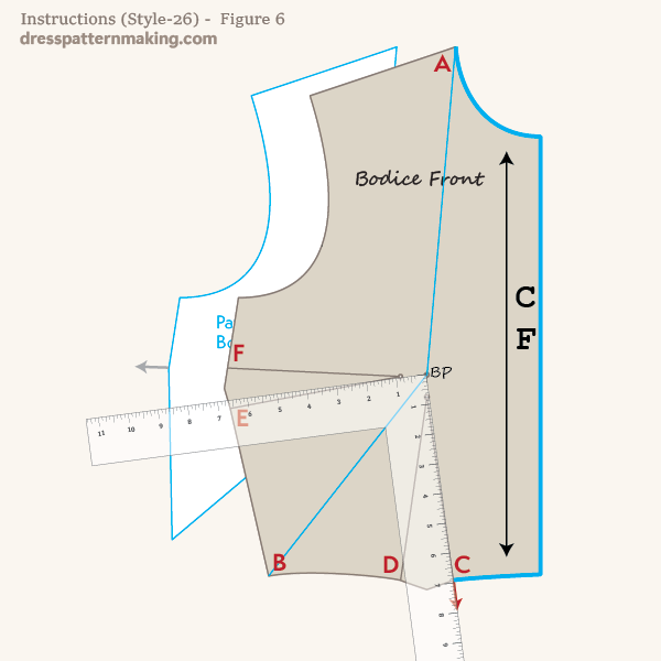 Move block and trace next section for pattern piece 2