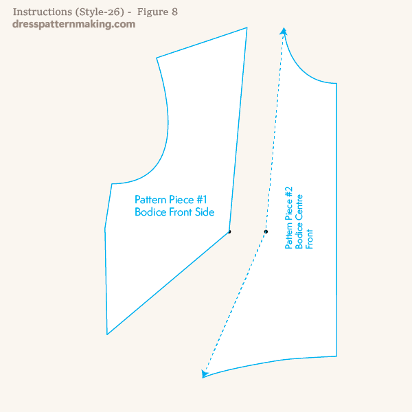 Draw lines to finish off pattern piece 2