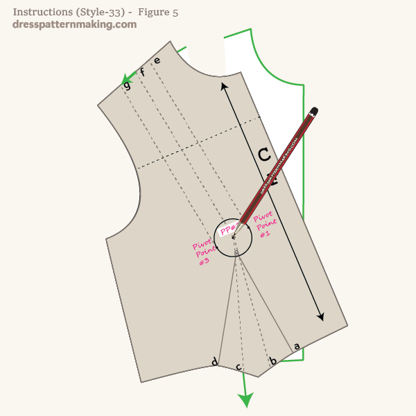 Block pivoted and dart leg marked