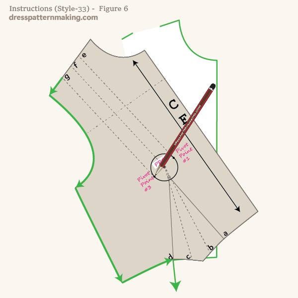 Block pivoted and last third of waist dart closed