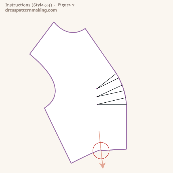 Pattern with darts moved into the CF seam