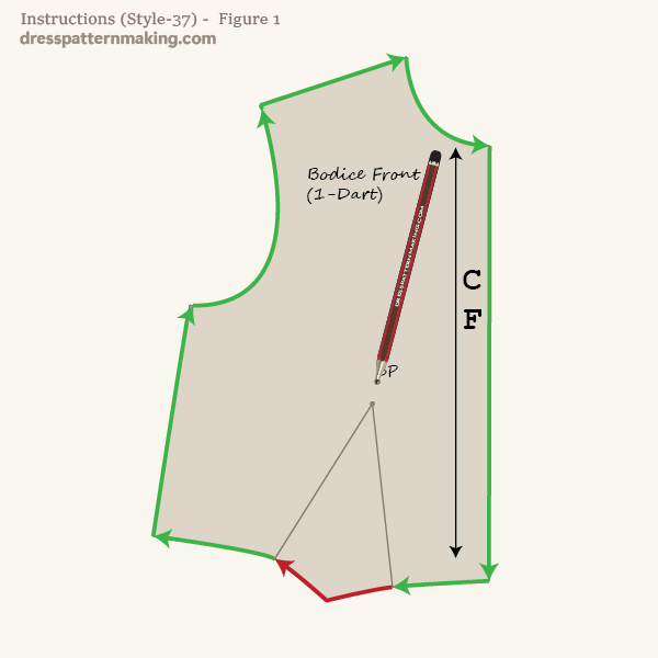 Trace 1-Dart block (dart in the waist)