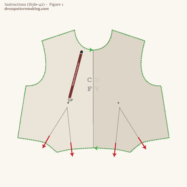 Trace full block and mark dart legs