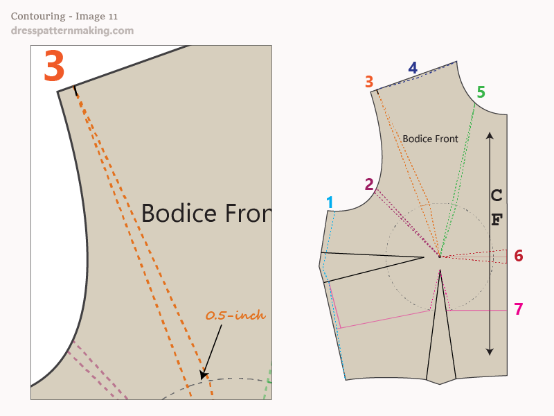 Image 11: Bodice Front Contouring #3 - Cutaway Armhole