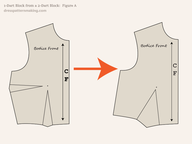 Figure A: 2-Dart Block on the left, will be using to create the 1-Dart Block on the right