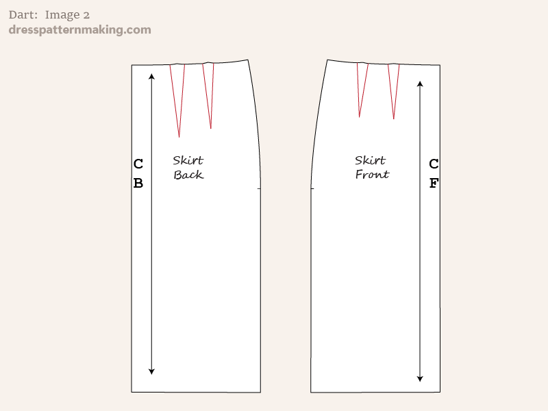 Example of darts in the skirt block