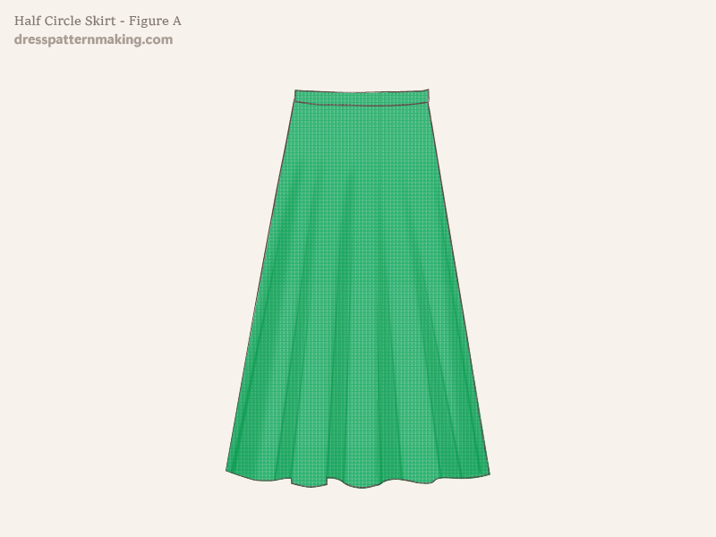 Fashion flat, half circle skirt