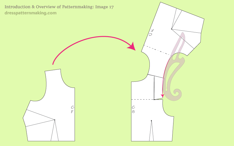 Image 17: Placing the pattern pieces together to check the flow through curves from one piece to the other