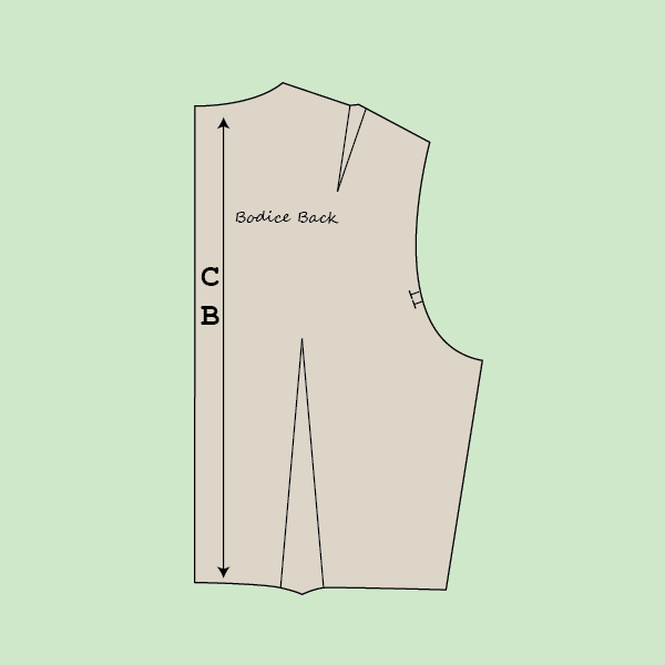 Bodice Back Block with waist dart and shoulder dart