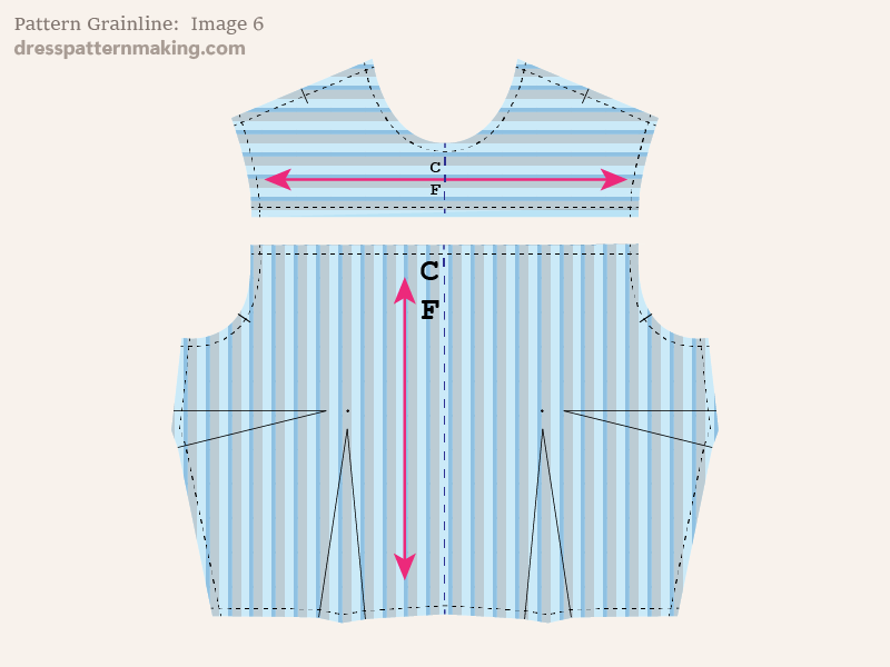 Two pattern pieces with different grainlines