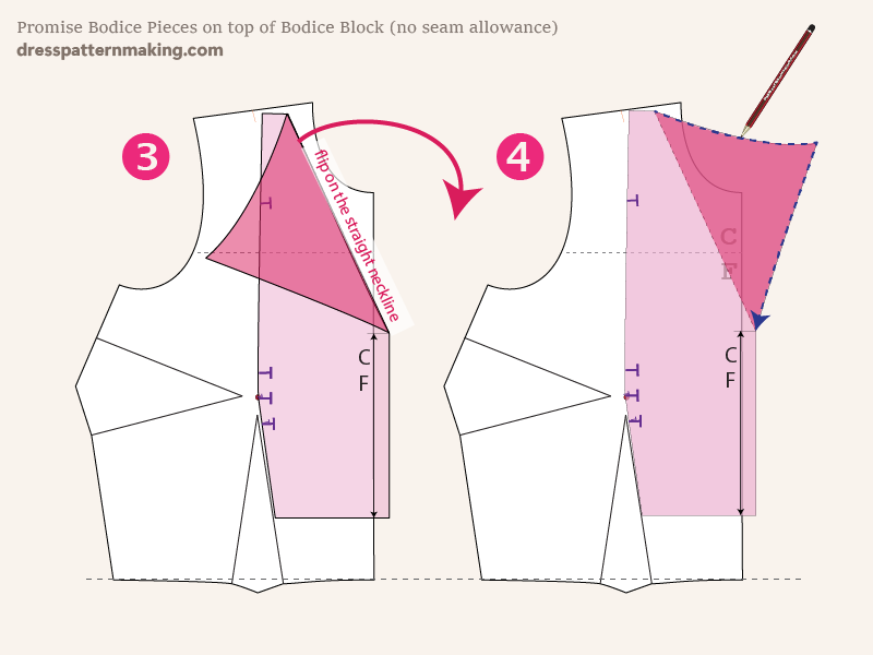 Drawing the shape of the fold-back lapel