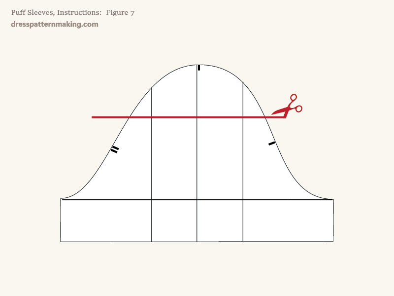 Horizonal cutting line added to vertical lines for cutting and spreading