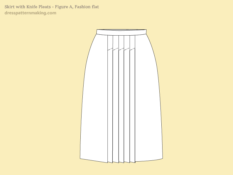 Figure A: Fashion flat, skirt with knife pleats