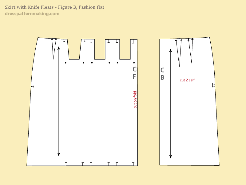 Figure B: outcome, final pattern (no seam allowance)