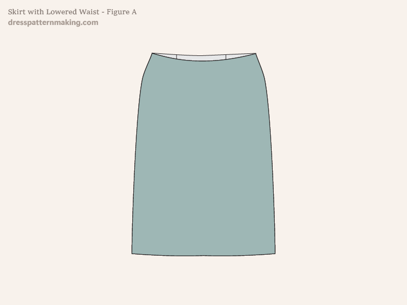 Fashion flat - skirt with lowered waist