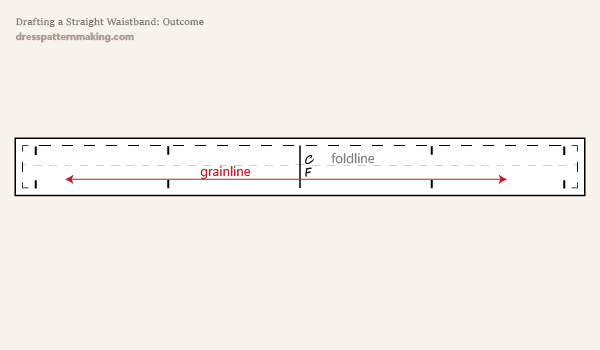 Straight waistband pattern piece