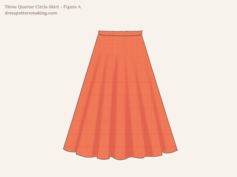 Fashion flat - 3/4 circle skirt