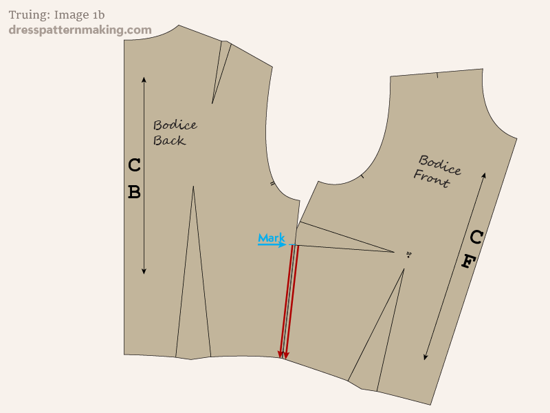 Front Bodice Block moved to finish checking side seam length