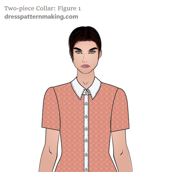 Shirt with a two-piece collar